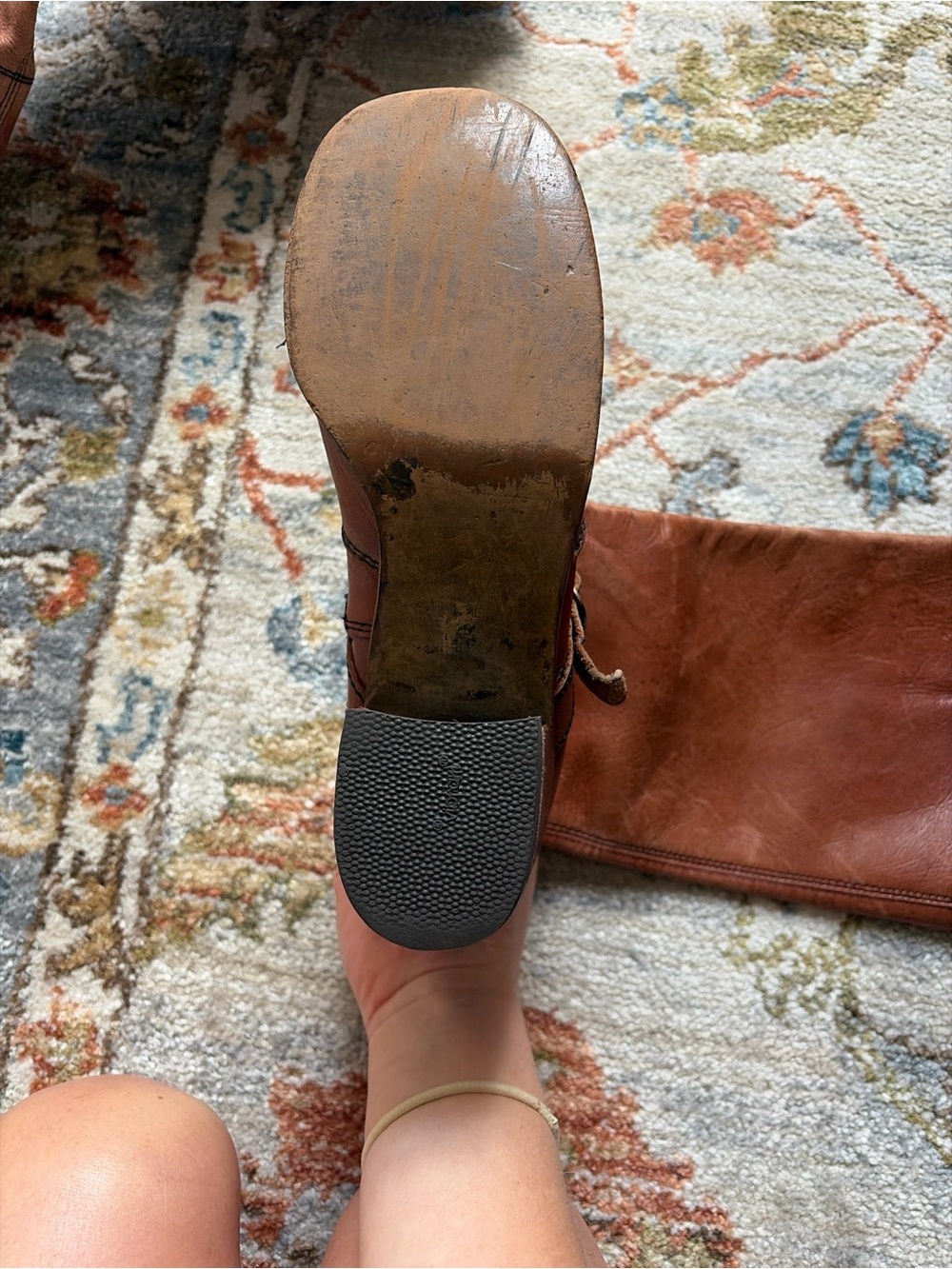 Women’s Tall Brown Leather Riding Boots - Picture 3 of 6